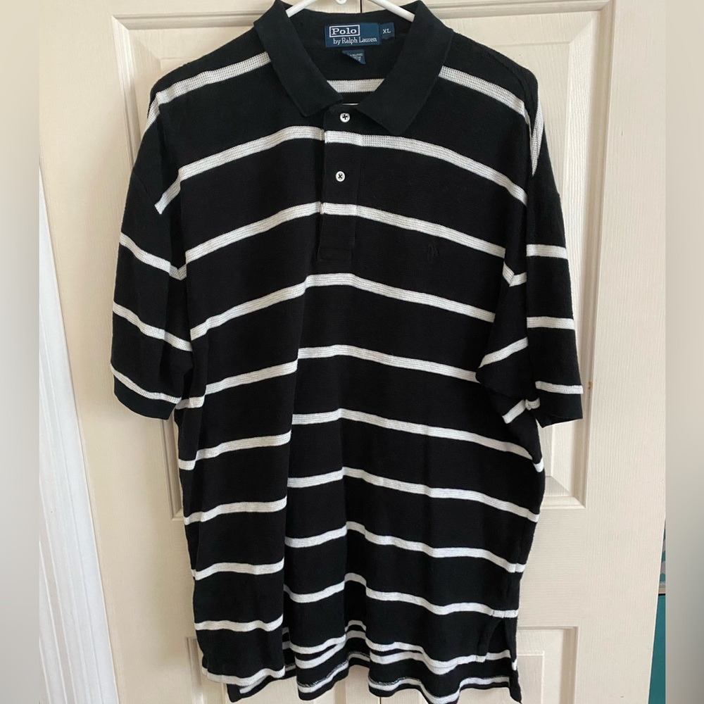 Black/white striped Polo by Ralph Lauren MENS XL